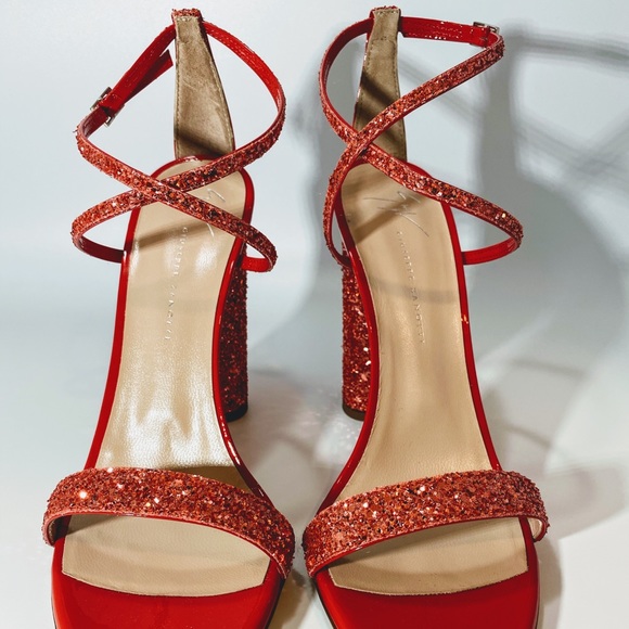 Giuseppe Zanotti Glitter Leather Sandal WOMENS 8.5 - Picture 4 of 7